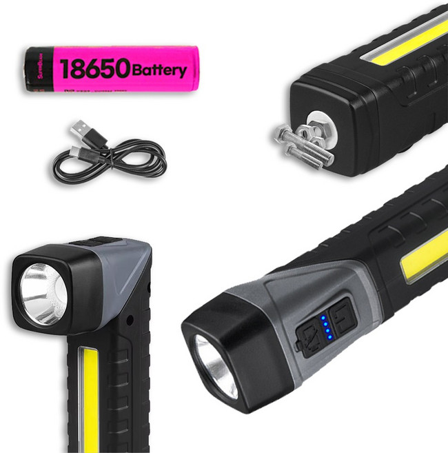 자석 부착 ㄱ자 LED 충전식 손전등 C타입 후레쉬 작업용 캠핑 낚시