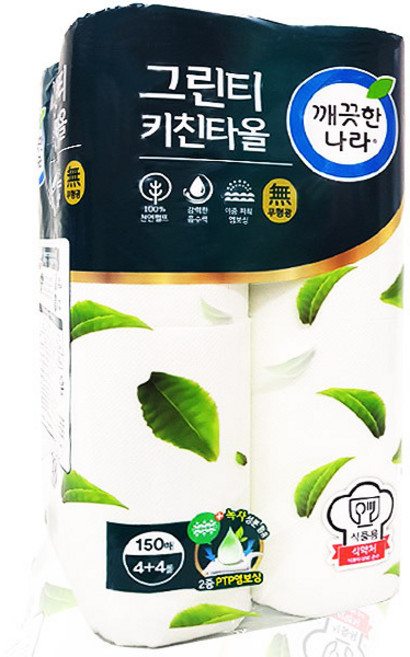 깨끗한나라 데일리 키친타올 그린티 150매, 8롤, 8개