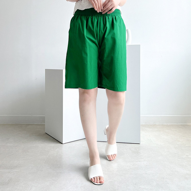 사입자몰 인디아이스반바지 5부 밴딩 배기 아이스 몸빼 면바지 일자 여름 냉장고바지 고무줄 주머니 바지 하의 홈웨어 여성 미시