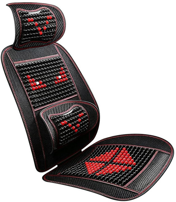 그라그프로 여름 나무 구슬 카시트 쿠션 트럭용 쿨링 메시가 있는 통기성 마사지 빨간색, Black Red Head Rest