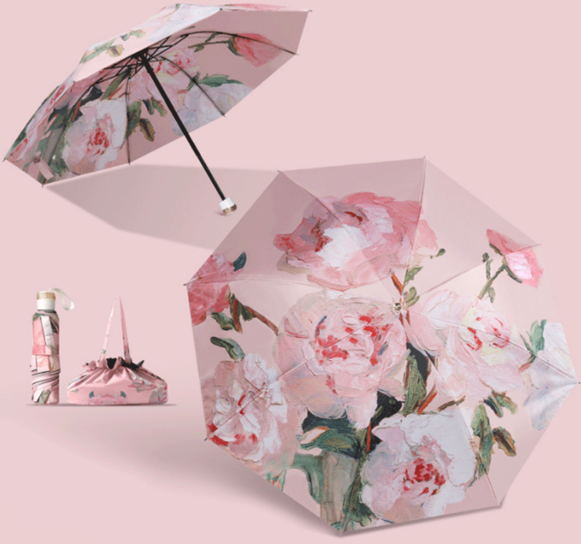 리츠제이 햇빛차단 암막 플라워 3단 우양산