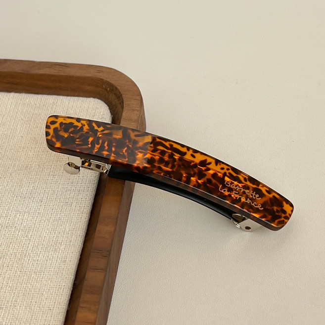 BEAGLE 醋酸一字夾，7.5cm 簡約金標彈簧夾