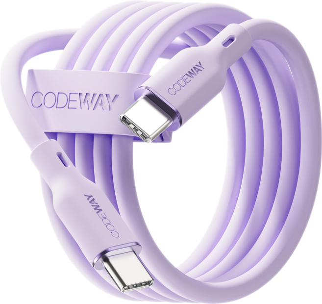 코드웨이 팔레트 100W PD C to C타입 초고속 충전 케이블, 2m, 라벤더 퍼플, 1개
