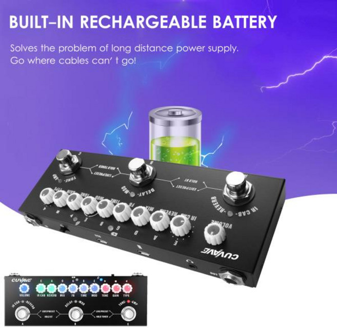 멀티이펙터 CUVAVE CUBE BABY 다기능 일렉트릭 기타 결합 효과 페달 무선 음악 재생 전화 녹음 오디오, 01 Black, 1개