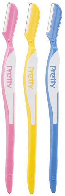 데일리뷰티툴즈 카이 일반 눈썹칼 3종세트, 핑크&옐로우&하늘, 1개