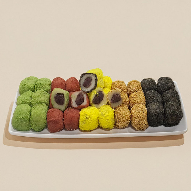 [찰진한상자] 오색경단 찹쌀떡 모찌 (20g 150알 3kg) 식사대용떡 간식떡 답례떡 행사떡, 1박스, 3kg