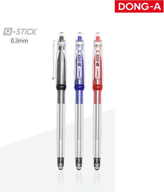 동아 큐스틱 볼펜 0.3mm 1타스 12입, 12개, 블랙