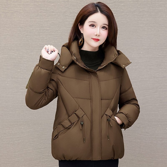 겨울 중년 여성 후드 집업 패딩 루즈핏 도톰 코트 캐주얼 보온 자켓 엄마 아우터 경량 패딩 빅사이즈SYW