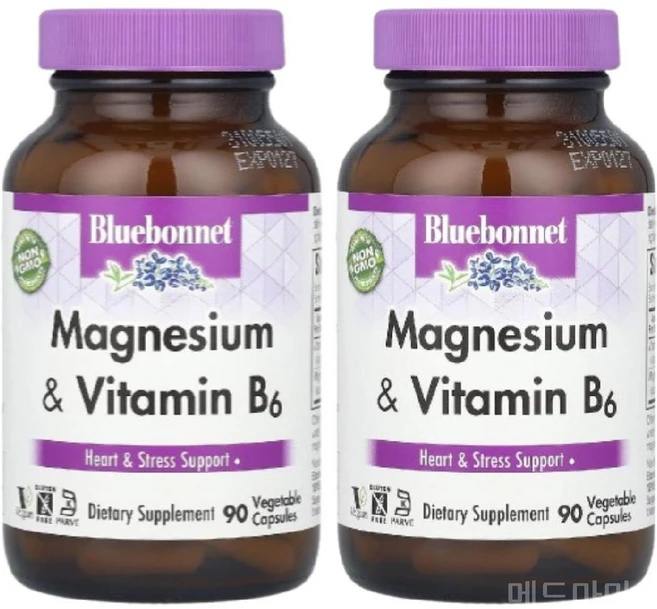 [블루보넷] 고약사 마그네슘 비타민B6 식물성 캡슐 90정 X 2통 약들약, 2개 - 쿠팡