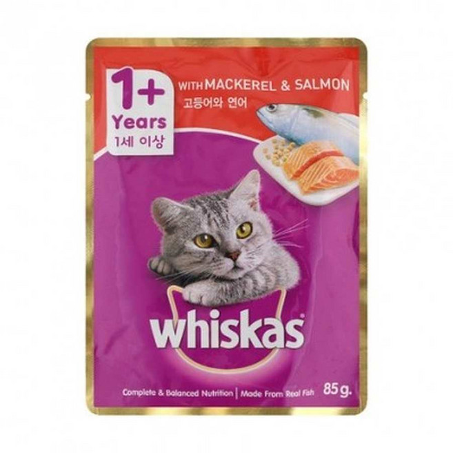 위스카스 고등어와 연어 파우치 80g