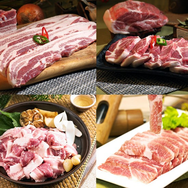 [산들한돈] 1등급이상 한돈구이한판 1kg[삼겹살200g+목살200g+가브리살300g+뒷고기300g], 없음, 1kg, 1개