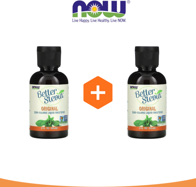 1+1 나우푸드 스테비아 잎 추출물 0 제로 칼로리 오리지널 액상 액체 59ml 2개
