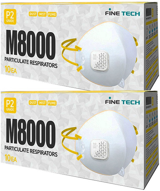 1급 방진마스크 정품 파인텍 M8000 1각 (10매입) 안면 여과식 방진 방역 방독 마스크, 화이트, 2세트