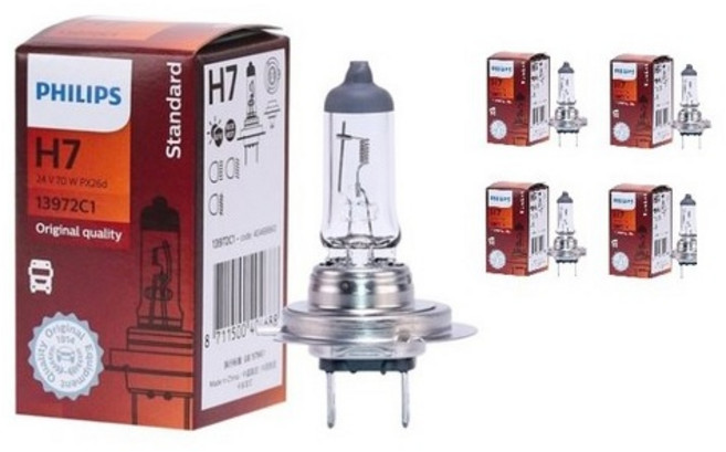 24V 필립스 전조등전구 H7 70W 라이트 안개등 전구, 24V 필립스 H7(5개)