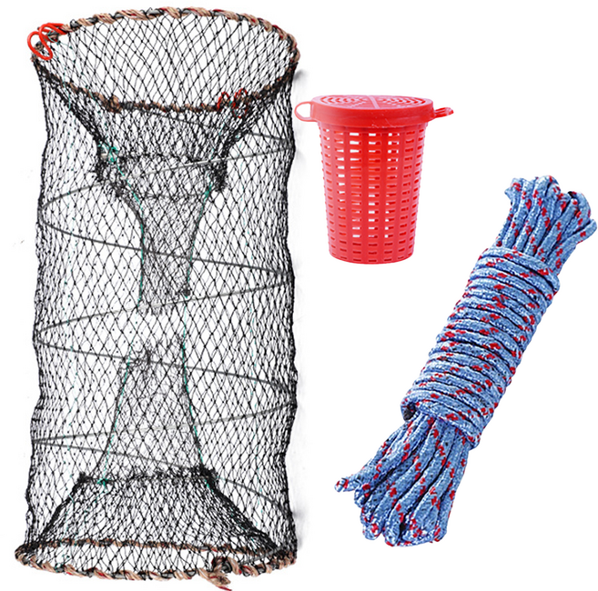 더놀자 바다통발 로프 미끼통 세트, 블랙