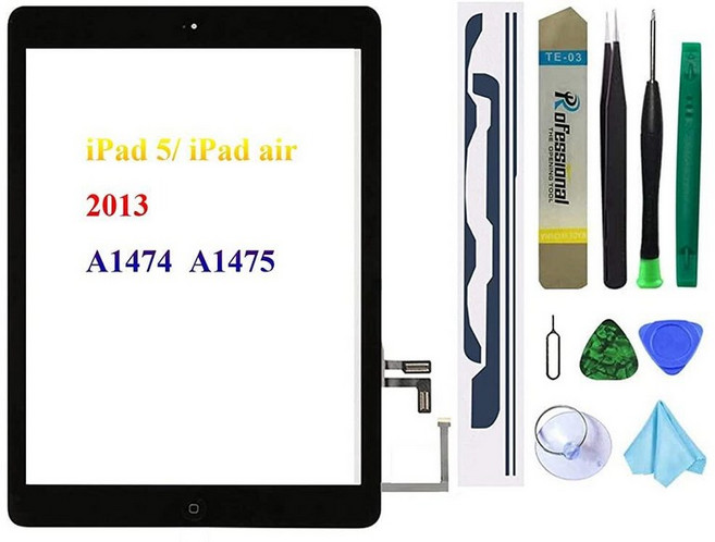 Dedia 블랙 터치 스크린 교체품 아이패드 5/아이패드 에어 2013 9.7인치 A1474 A1475 A1476 디지타이저 유리 어셈블리 홈 버튼 + 도구 키트 포함