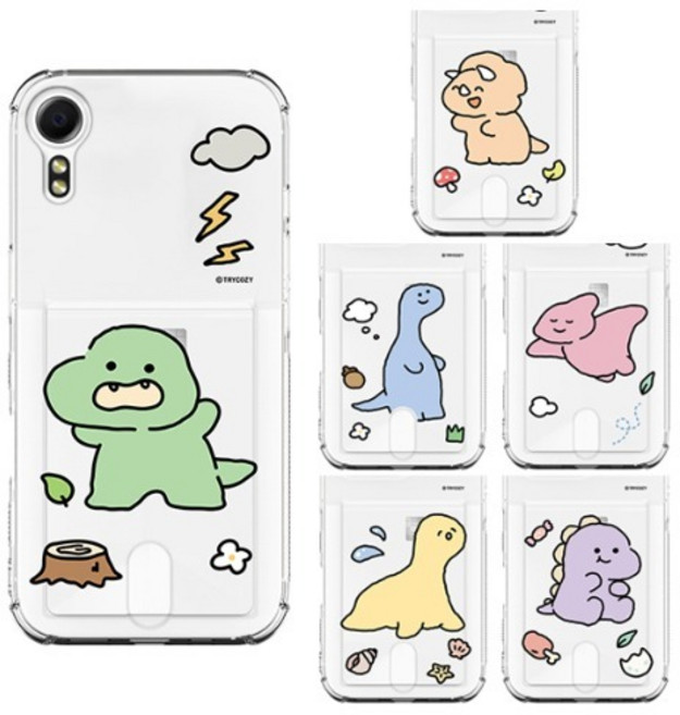 갤럭시X커버5 (G525) 포켓몬폰1 신비폰 키즈폰 삐뚤빼뚤 공룡 투명 에어쿠션 카드 젤리 케이스