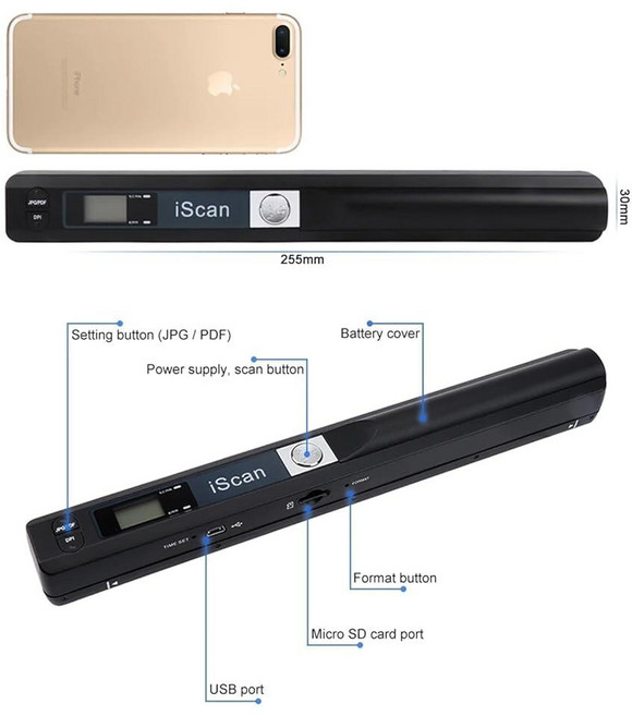 휴대용 스캐너 A4 문서용 사진 컴퓨터용 16G SD가 있는 900Dpi의 문서 USB 케이블을 통해 컴퓨터에 이미지 업로드 드라이버 필요 없음 JPG/PDF, 휴대용 스캐너, A4 문서용 사진 컴퓨터용 16G SD