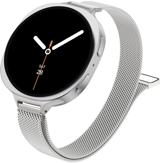갤럭시워치8 호환 슬림 메탈 밀레니즈 마그네틱 스트랩40mm/44mm/클래식 46mm, 실버
