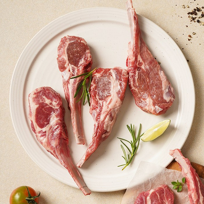 (램스푸드) 호주산프리미엄양고기램 캠핑용 구이용 스테이크 시즈닝 숄더랙 양꼬치 큐브 프렌치랙 양늑간살 양살치살[냉동양삼겹500g], 고급갈비(냉동)-500g, 1개