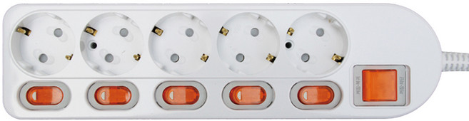 금호전기 번개표 개별스위치 멀티탭 5구, 1.5m, 1개