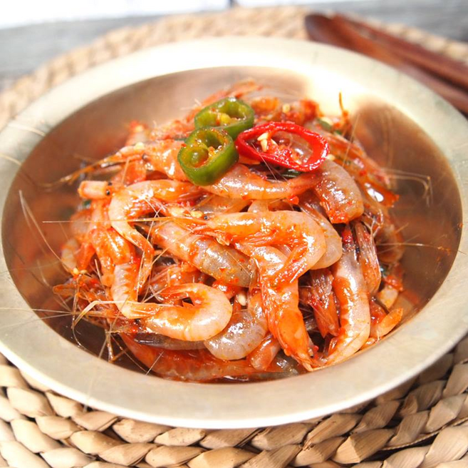 생새우무침 민물새우무침250g 새우양념젓 양념새우무침 생새우젓 새뱅이, 생새우무침(민물새우무침) 500g, 1개
