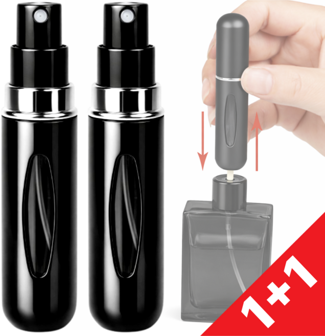 픽앤비 새지않는 펌핑식 5ml 향수 공병, 2개, 블랙