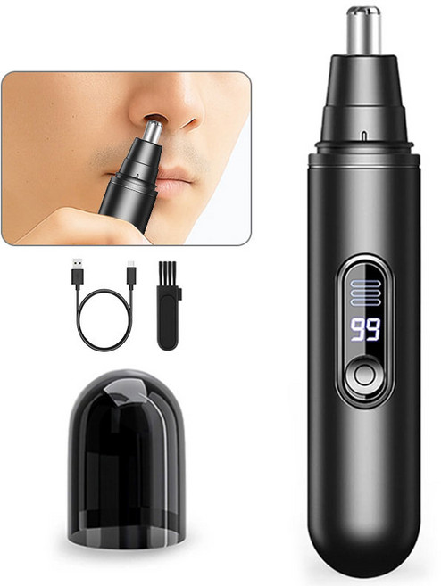 Darlisex 남성 코털제거기 c타입 충전식 미니 전동 콧털 제거기, 블랙, A6