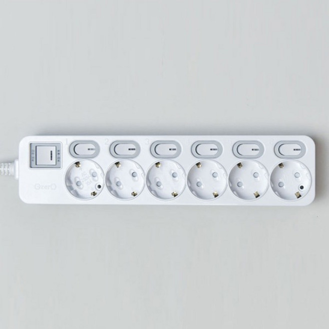 절전형 과부하 차단 국산 멀티탭 6구 개별스위치형, 1개, 2.5m