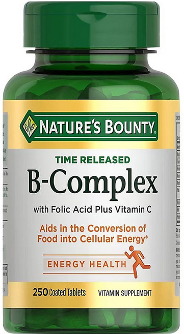 NATURE'S BOUNTY 長效釋放B群葉酸加維他命C錠劑, 250錠, 1個