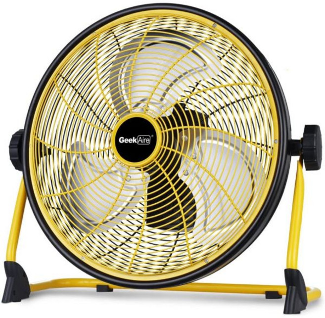 Geek Aire 12인치 배터리 작동 바닥 팬 휴대용 무선 금속 블레이드 캠핑 여행 허리케인, 16 inch