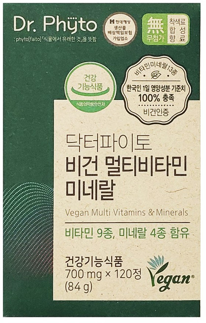 닥터파이토 비건 멀티비타민 미네랄 84g, 120정, 1개