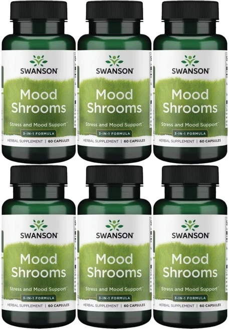 스완슨 잎새 영지 표고 혼합 버섯 Mood Shrooms, 6개, 60정 - 쿠팡
