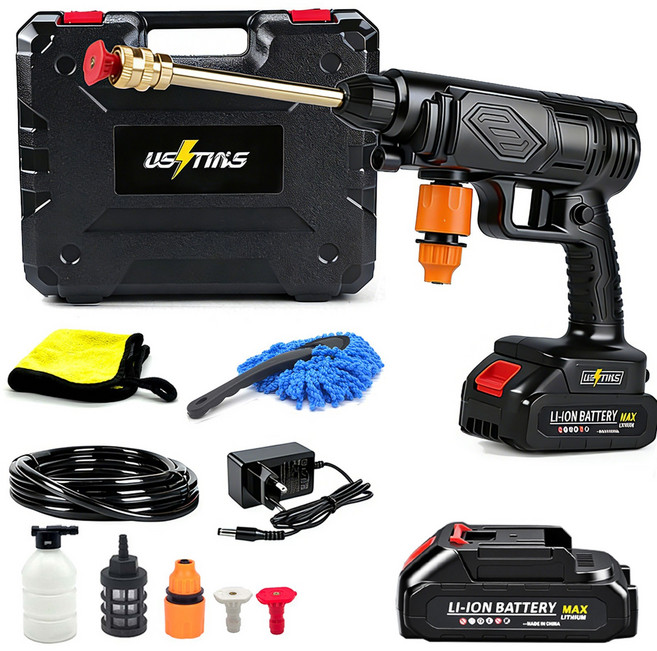 우스틴스 충전 고압 무선 세차기 셋트, 1세트(배터리 1개)