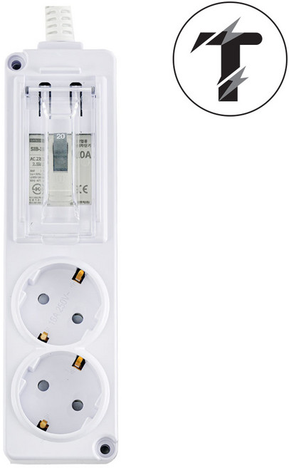 탭앤탭 고용량 멀티탭 4000W 에어컨 건조기 세탁기 대형가전 배선차단/누전차단 2구/3구 화이트, 1개, 배선 차단 2구 화이트, 0.4m
