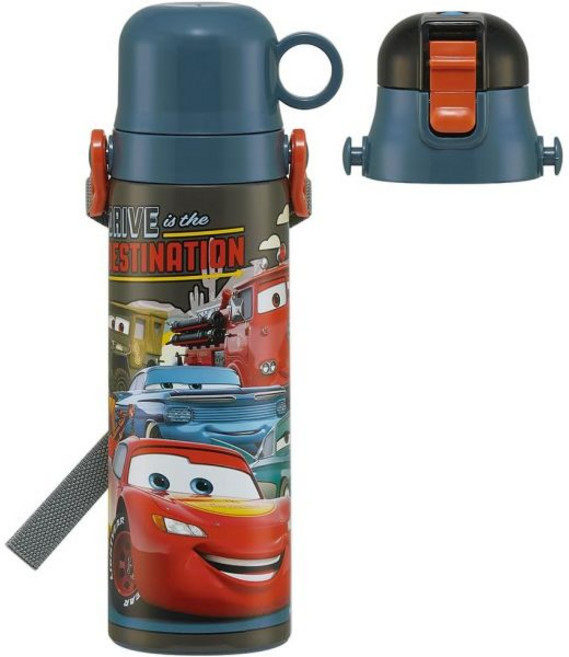 스케이터(Skater) 스케이터 SDC4 어린이 스테인리스 물병 직수형 16.5액량온스(470ml) 친화적 경량형 디즈니 카 25 소년용 냉기 유지 스포츠 병 어린이용 보온병, 570 ml, 2way: 570mL, 1개