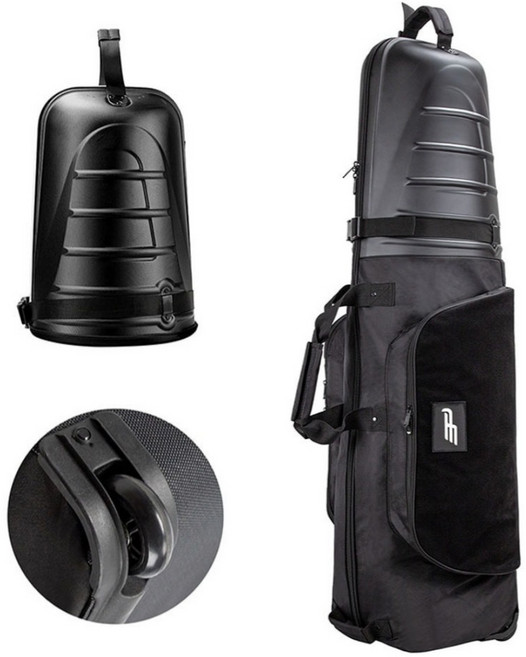 [국내배송]트레즈 골프백 항공 커버 하드케이스 캐디백 바퀴 비행기 여행 골프 남자 여자 스탠드백 항공백 탑 케이스, 블랙 1개 (자물쇠포함)