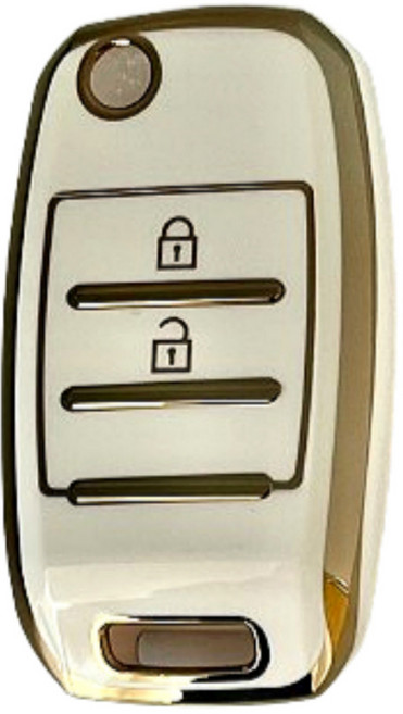 기아 자동차 폴딩키 스마트키 케이스, 골드화이트, 2-2버튼