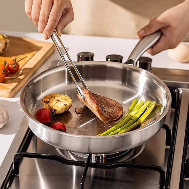 ZOZOFO 316스텐 후라이팬 연마제 무첨가 스테인레스 프라이팬+유리뚜껑 세트 인덕션겸용, 1개, 28cm