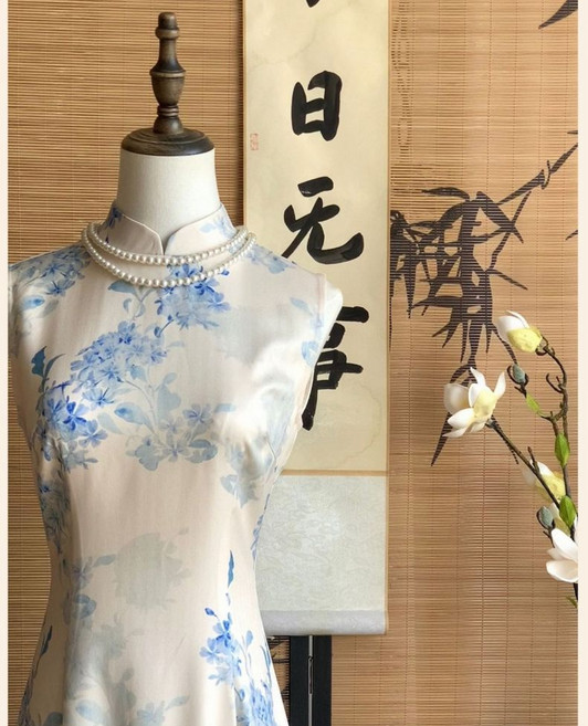 新中式港工旗袍改良氣質收腰無袖絕美清冷感國風連衣裙
