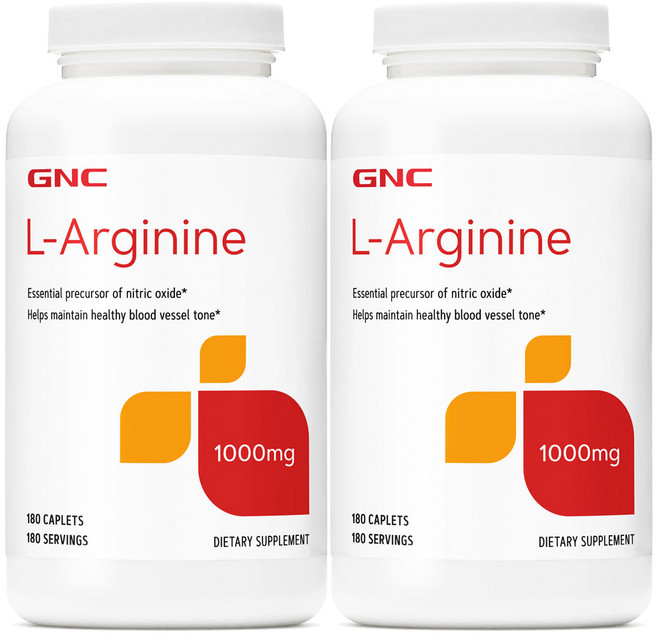 GNC L-Arginine 1000MG 180 Caplets 엘 아르기닌 180정 2병, 2개