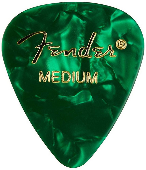Fender 프리미엄 셀룰로이드 기타 피크 351 모양 액세서리 블랙 모토 미디엄 12팩_147157, Medium, Green Moto_147157