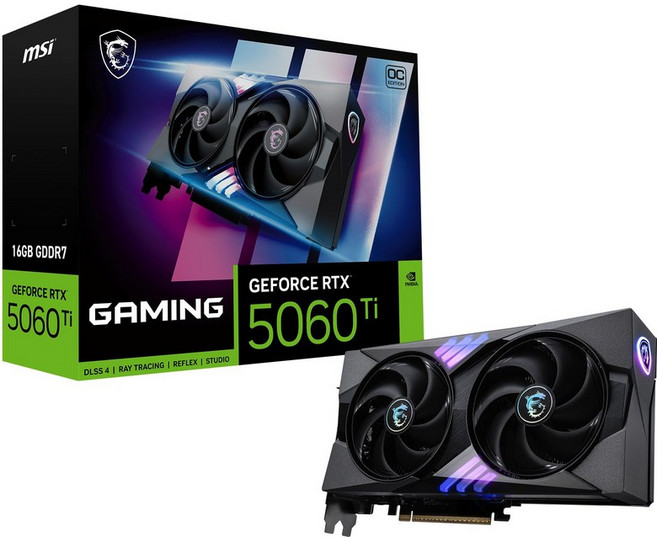 MSI Gaming RTX 5060 Ti 16G Gaming OC GDDR7 TBA MHz DisplayPort x 3 2.1a HDMI 2.1b NVIDIA