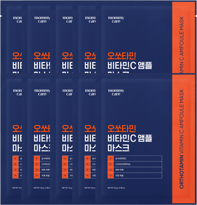 마미케어 오쏘타민 프리미엄 비타민C 고함량 기미 미백 토닝 마스크팩, 10개입, 1개