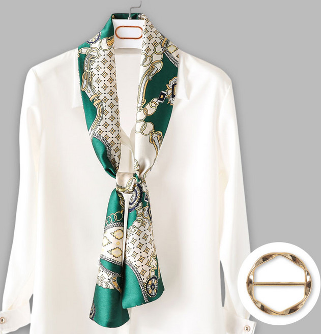 여성 사각 실크 스카프 스카프링 포함