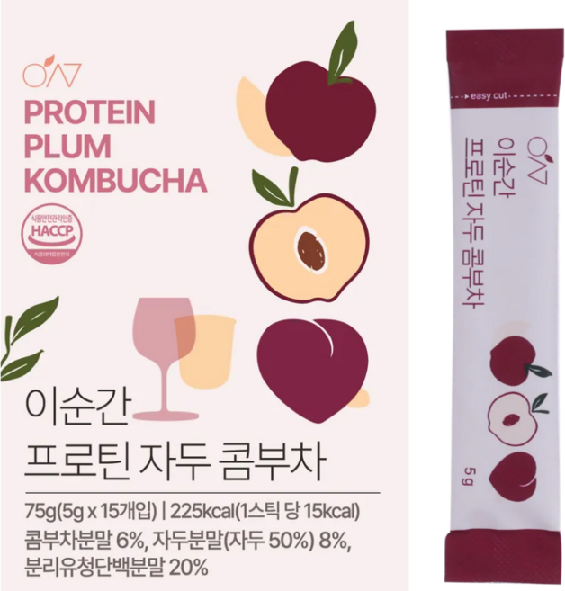 [심박] 이순간 프로틴 콤부차 당류0g 프로틴12g 초저칼로리 콤부차, 이순간 프로틴 자두 콤부차