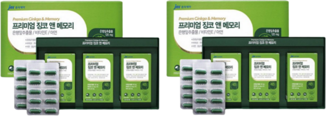 기억력 영양제 뇌 혈관 두뇌 혈액순환 집중력 영양제 은행잎 추출물 프리미엄 징코앤 메모리, 90정, 2개