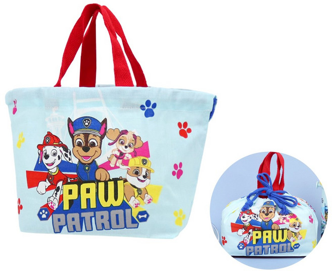 퍼피 구조대 도시락 주머니 피크닉 파우치 댕댕이 캐릭터 런치백, 1개, 단품