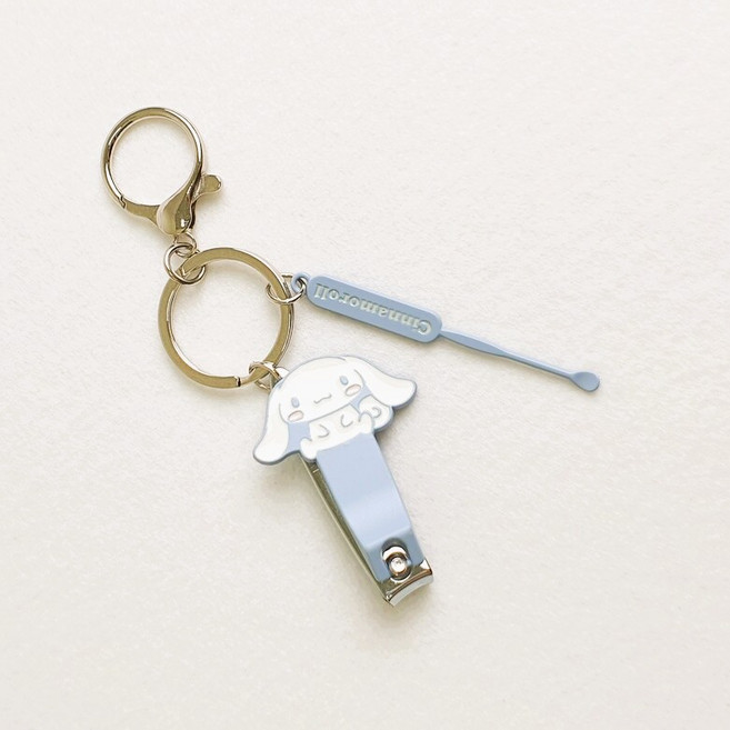 BenF Joy 산리오 손톱깎이+귀이개 키링 미니 미용 도구 발톱 정리 깍이 가방 열쇠 고리 휴대용 여행용 가정용 사무실, 1개, 블루