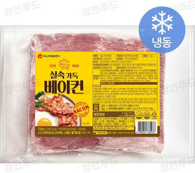 마니커에프앤지 실속 가득 베이컨 (냉동), 1kg, 1개